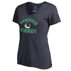 Vancouver Canucks Women's Overtime V-Neck T-Shirt - Navy | NHL near me