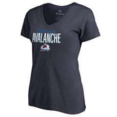 Colorado Avalanche Women's Nostalgia V-Neck T-Shirt - Navy | NHL Clearance
