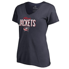 Columbus Blue Jackets Women's Nostalgia V-Neck T-Shirt - Navy | NHL discount