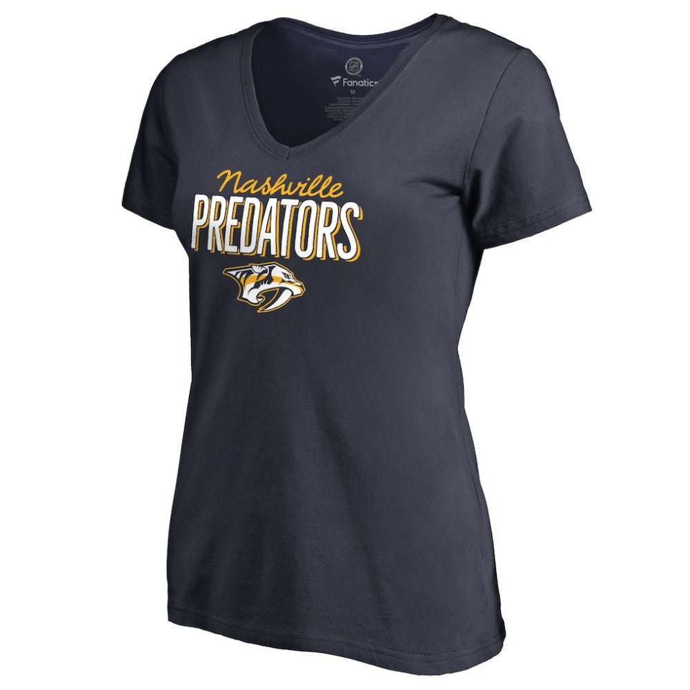 Nashville Predators Women's Nostalgia V-Neck T-Shirt - Navy | NHL online