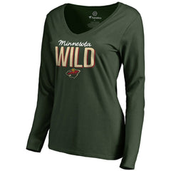 Minnesota Wild Women's Nostalgia Long Sleeve T-Shirt - Green | NHL Lifestyle