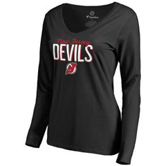 New Jersey Devils Women's Nostalgia Long Sleeve T-Shirt - Black | NHL near me