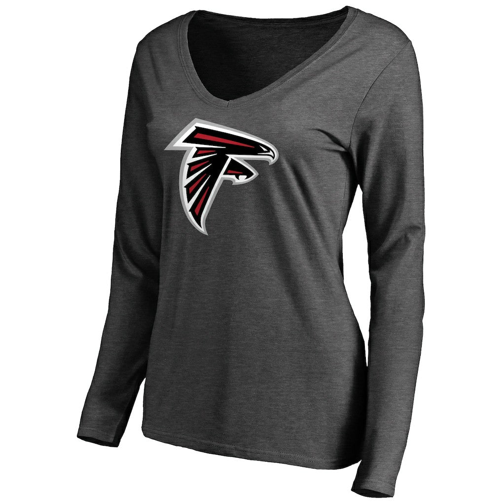 Atlanta Falcons Women's Team Logo Long Sleeve T-Shirt - Heathered Gray - NFL