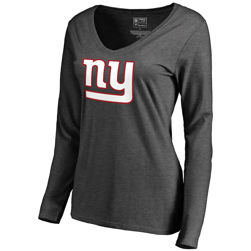 New York Giants Women's Team Logo Long Sleeve T-Shirt - Heathered Gray - NFL