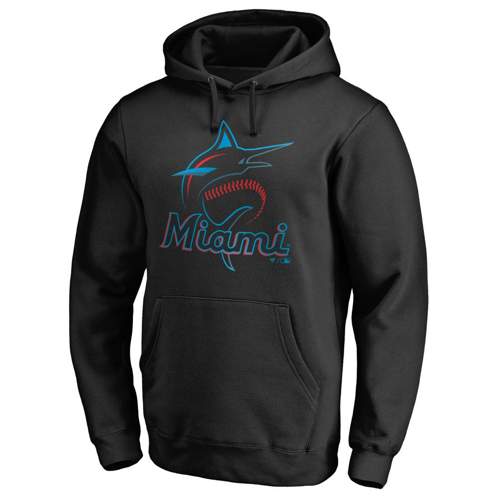 Miami Marlins Official Logo Fitted Pullover Hoodie Sale