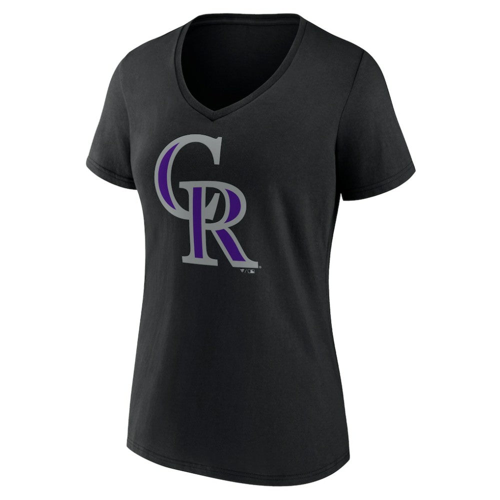 Colorado Rockies Women's Team Color Primary Logo V-Neck T-Shirt Outlet