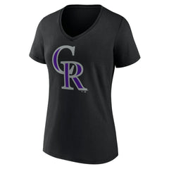 Colorado Rockies Women's Team Color Primary Logo V-Neck T-Shirt Outlet