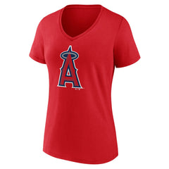 Los Angeles Angels Women's Team Color Primary Logo V-Neck T-Shirt Outlet