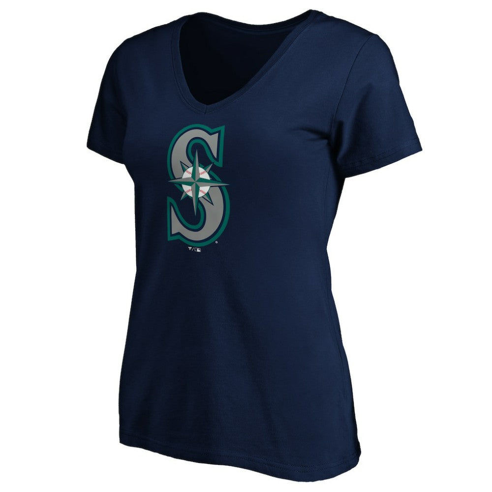 Seattle Mariners Women's Team Color Primary Logo V-Neck T-Shirt Sale