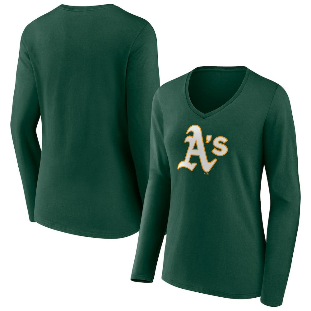 Athletics Women's Team Color Primary Logo V-Neck Long Sleeve T-Shirt Near Me