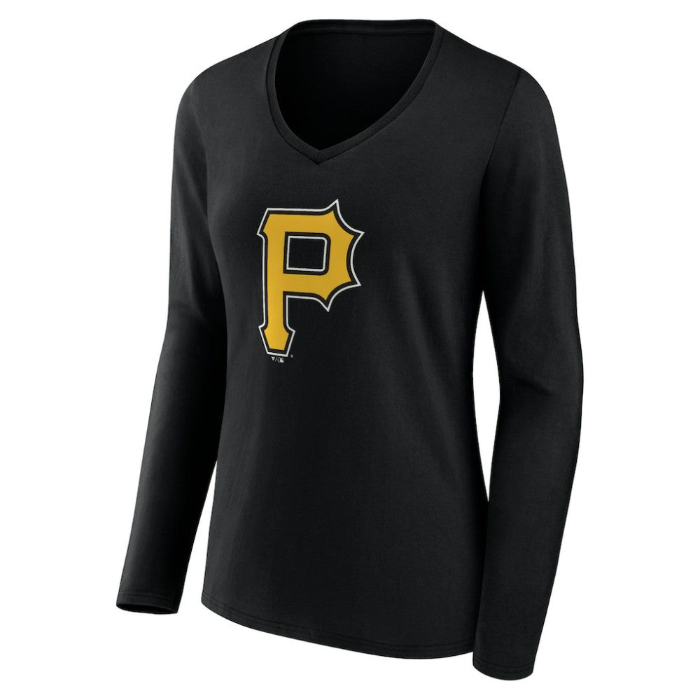 Pittsburgh Pirates Women's Team Color Primary Logo V-Neck Long Sleeve T-Shirt Online