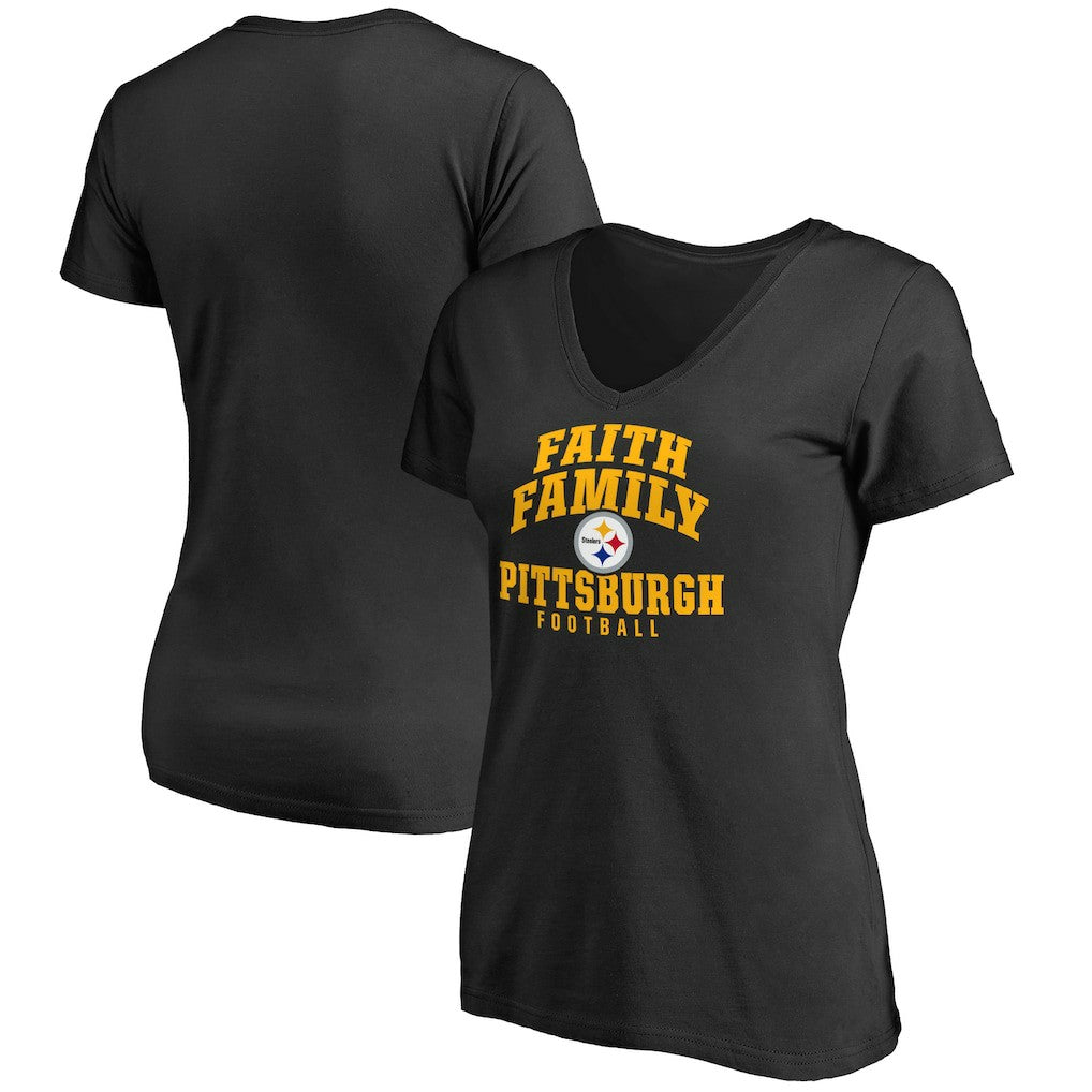 Pittsburgh Steelers Women's Faith Family T-Shirt - Black - NFL
