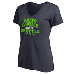 Seattle Seahawks Women's Faith Family V-Neck T-Shirt - Navy - NFL