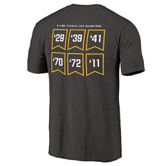 Boston Bruins Raise the Banner Tri-Blend T-Shirt - Heathered Black | NHL Lifestyle