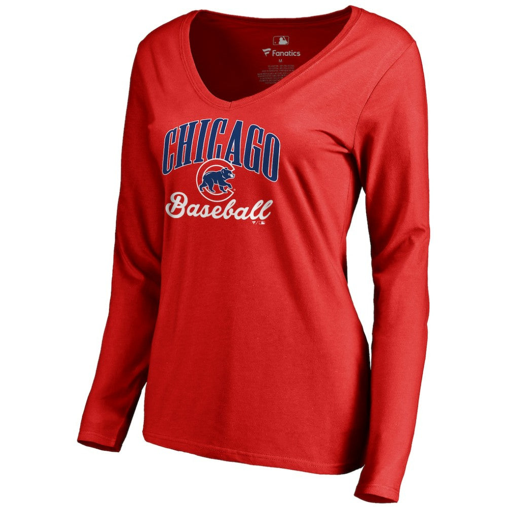 Chicago Cubs Women's Victory Script Long Sleeve T-Shirt Discount