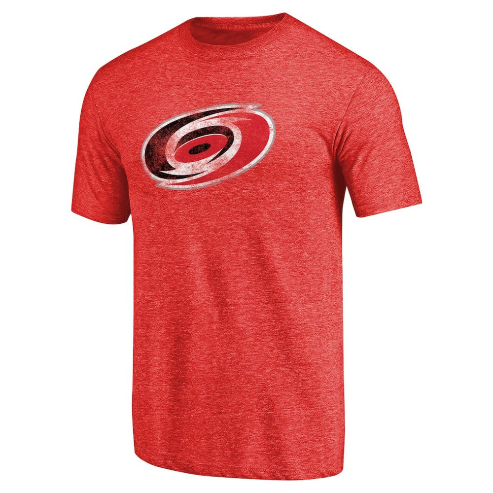 Carolina Hurricanes Distressed Team Primary Logo Tri-Blend T-Shirt - Red | NHL Clearance