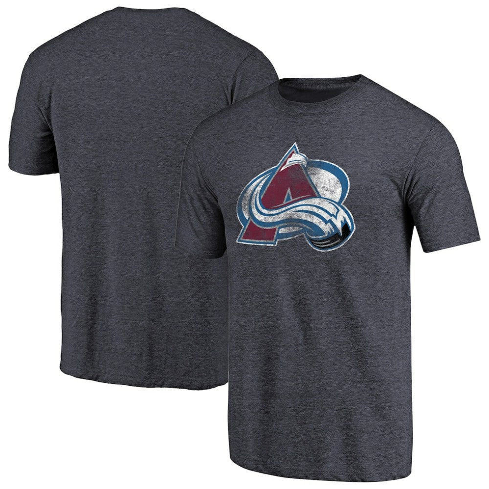 Colorado Avalanche Distressed Team Primary Logo Tri-Blend T-Shirt - Navy | NHL Clearance