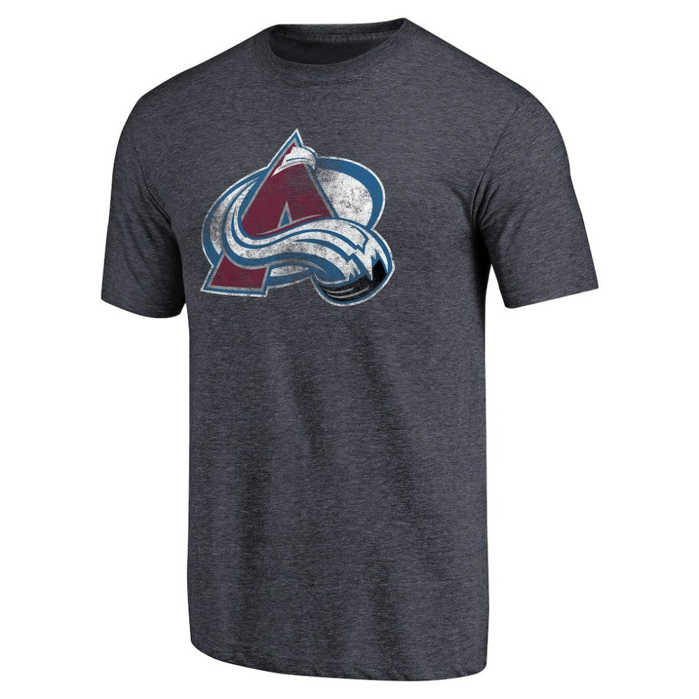 Colorado Avalanche Distressed Team Primary Logo Tri-Blend T-Shirt - Navy | NHL Clearance