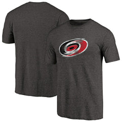 Carolina Hurricanes Distressed Team Primary Logo Tri-Blend T-Shirt - Black | NHL Lifestyle