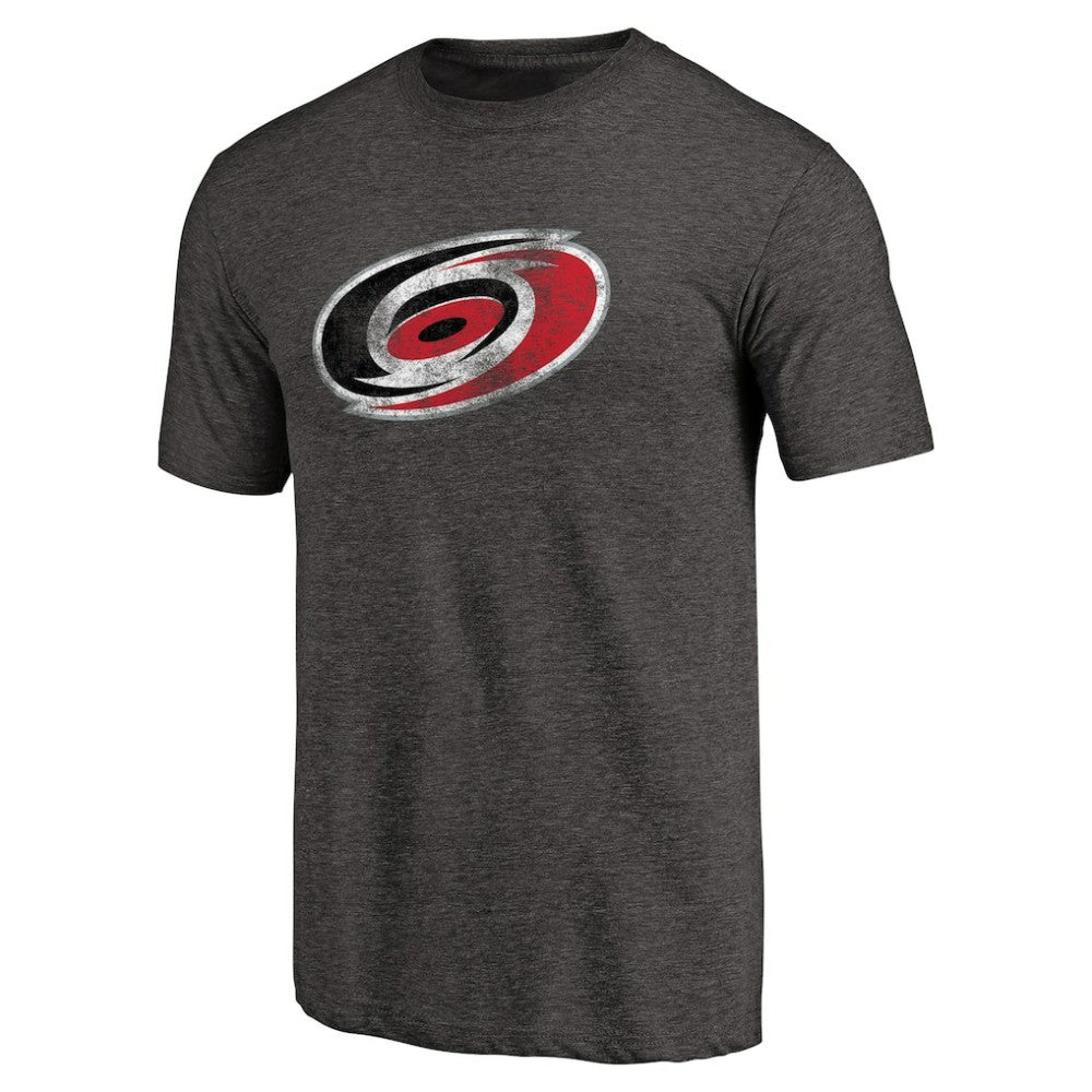 Carolina Hurricanes Distressed Team Primary Logo Tri-Blend T-Shirt - Black | NHL Lifestyle