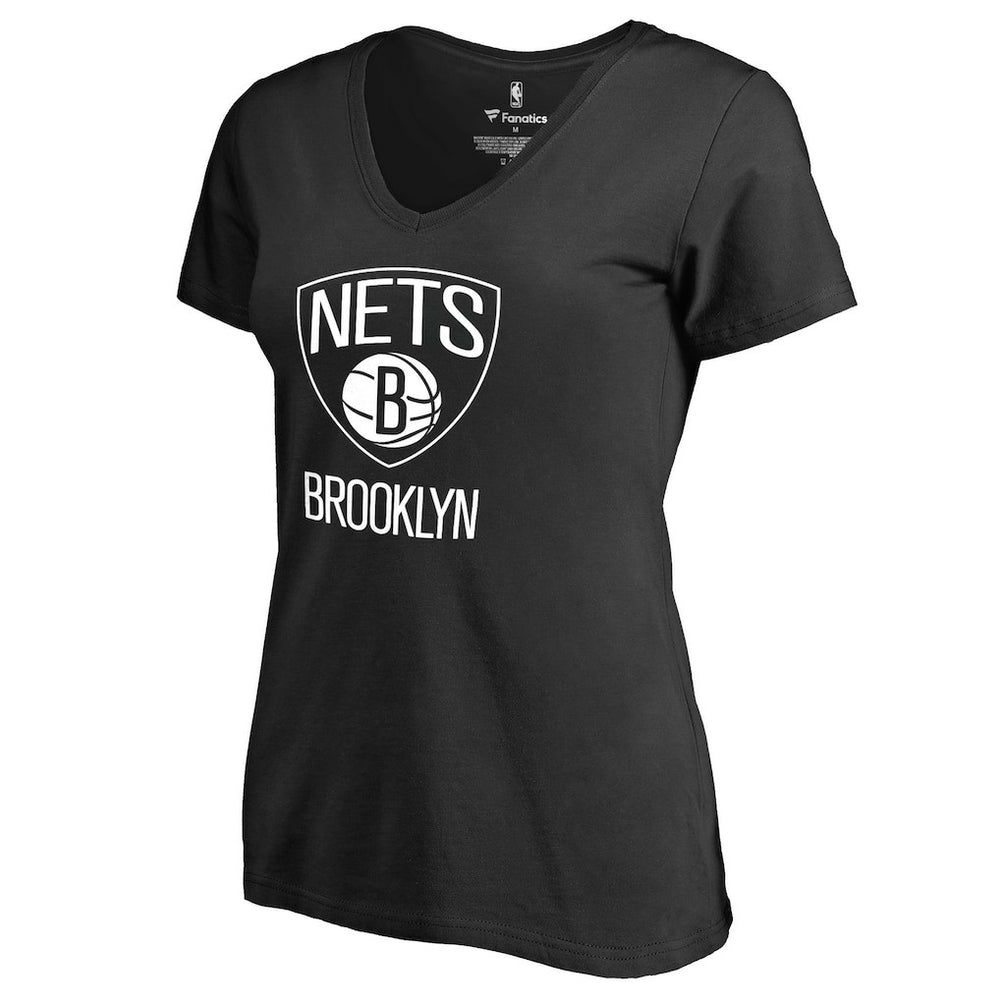 Brooklyn Nets Women's Primary Logo V-Neck T-Shirt Black