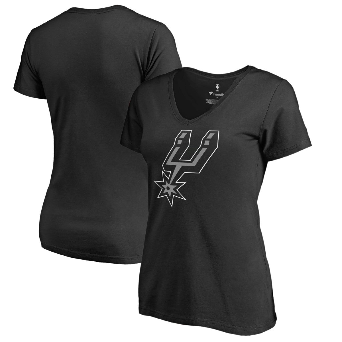 San Antonio Spurs Women's Primary Logo V-Neck T-Shirt Black