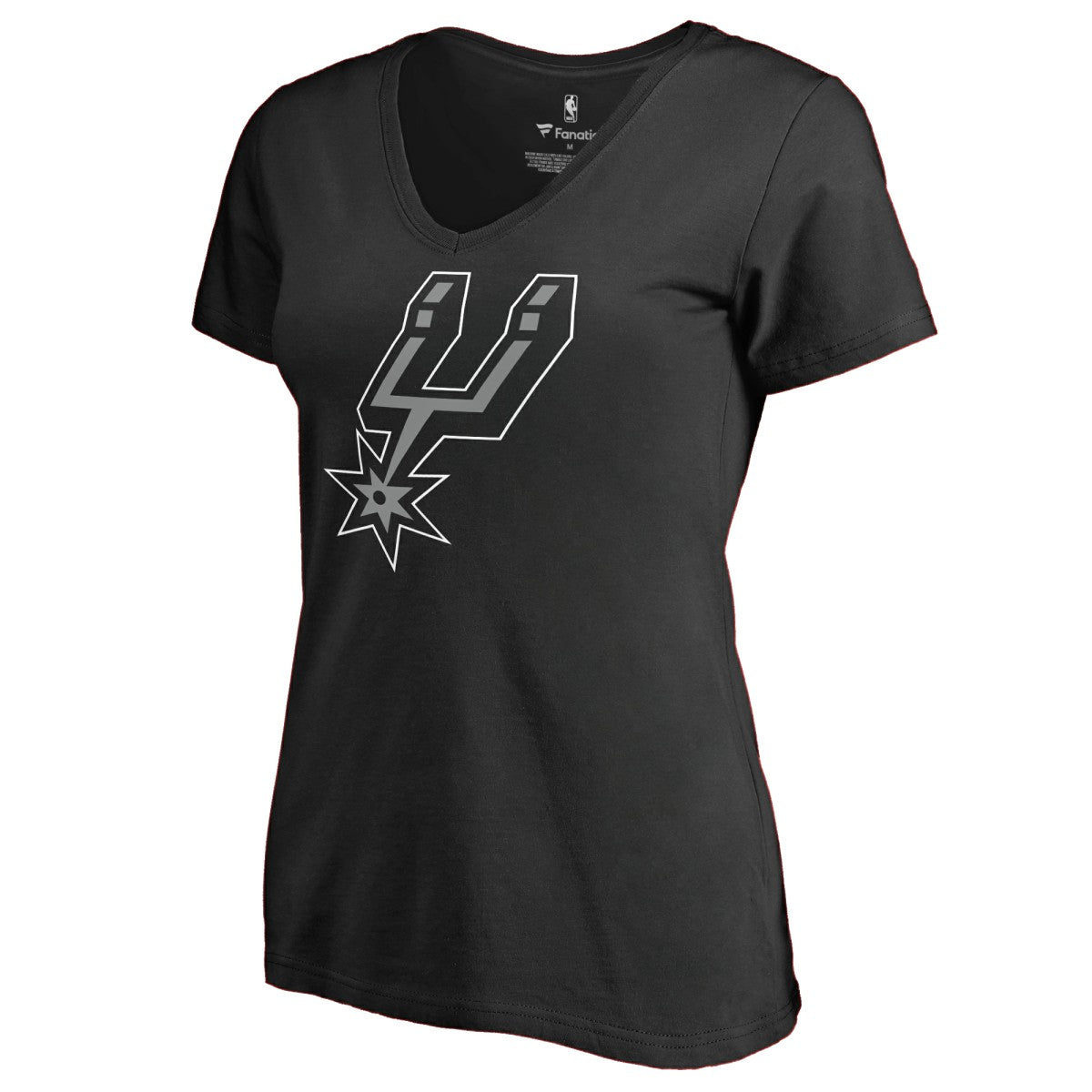 San Antonio Spurs Women's Primary Logo V-Neck T-Shirt Black