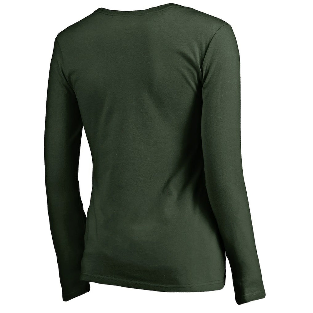 Milwaukee Bucks Women's Primary Logo V-Neck Long Sleeve T-Shirt Green