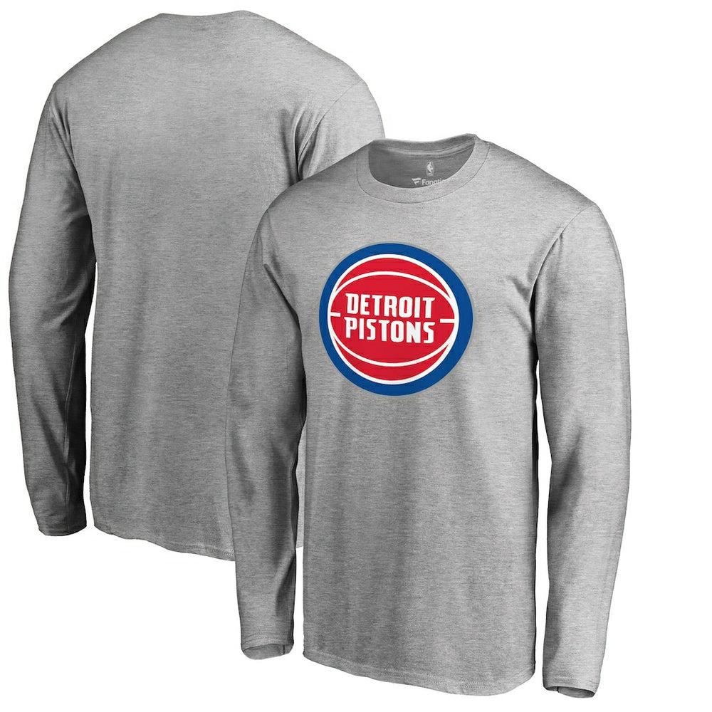 Detroit Pistons Primary Logo Long Sleeve T-Shirt Heather Gray