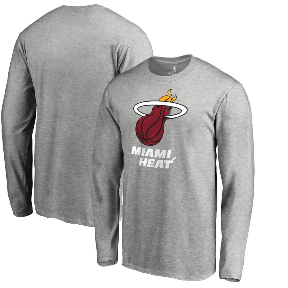 Miami Heat Primary Logo Long Sleeve T-Shirt Heather Gray