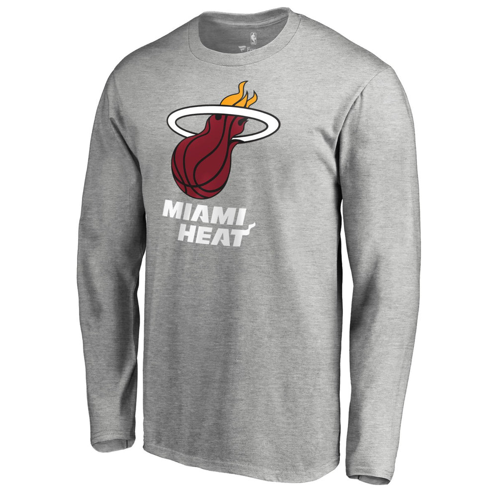Miami Heat Primary Logo Long Sleeve T-Shirt Heather Gray
