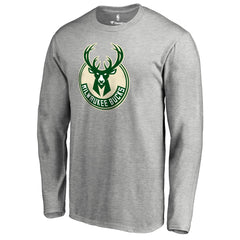 Milwaukee Bucks Primary Logo Long Sleeve T-Shirt Heather Gray