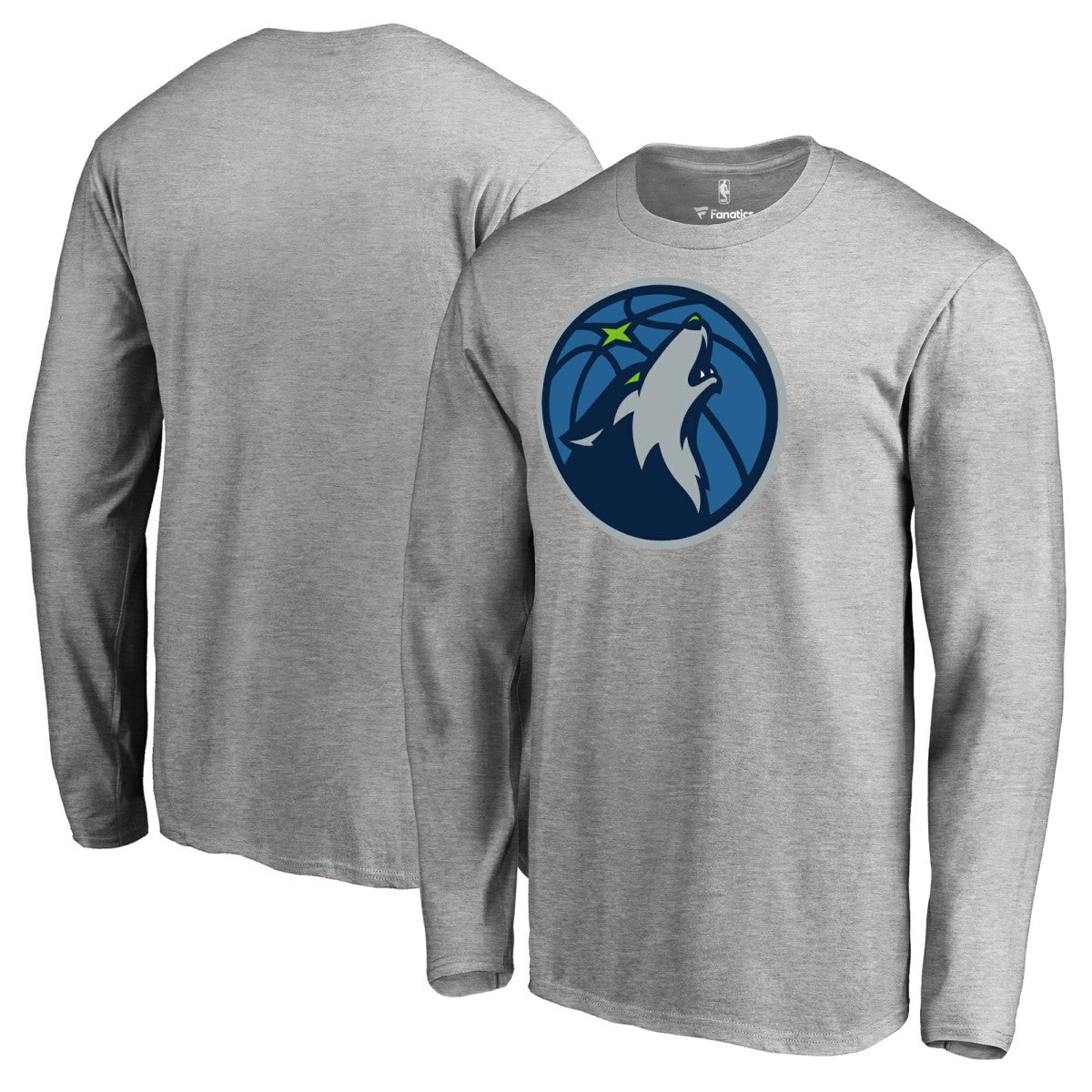 Minnesota Timberwolves Primary Logo Long Sleeve T-Shirt Heather Gray