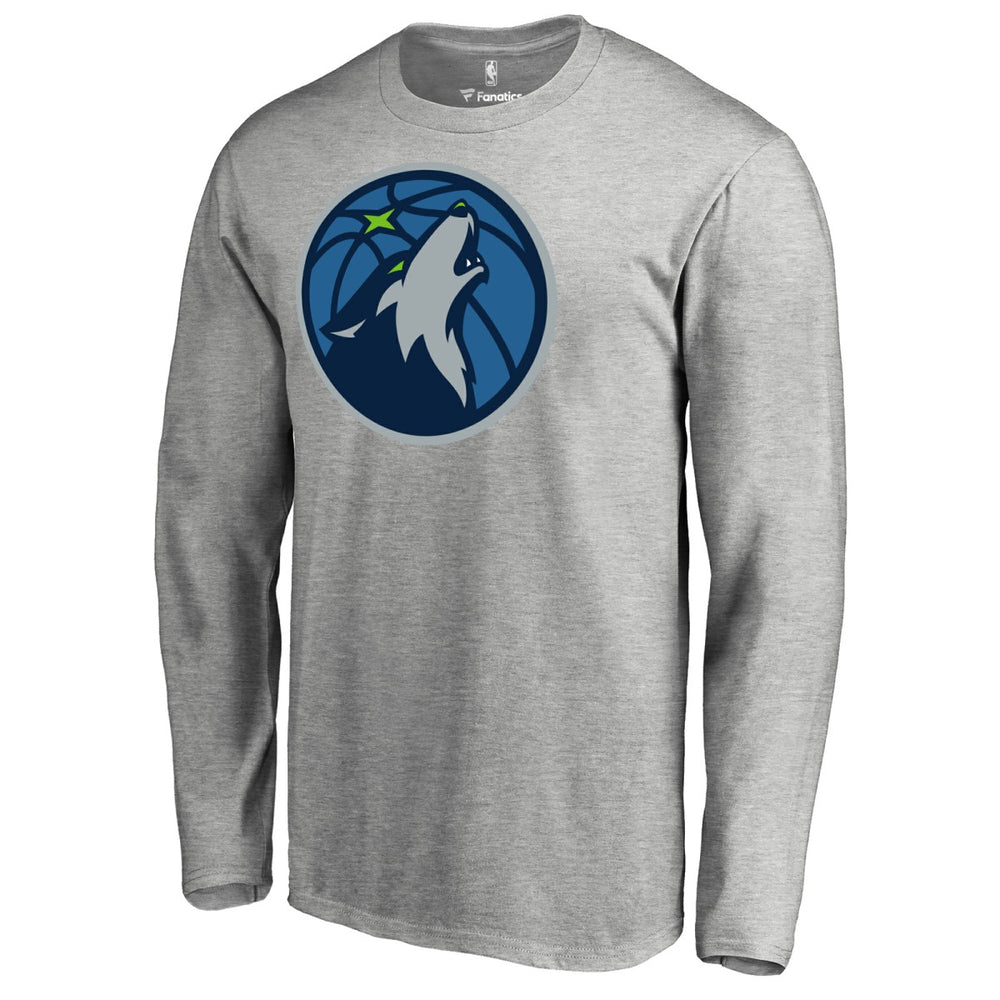 Minnesota Timberwolves Primary Logo Long Sleeve T-Shirt Heather Gray