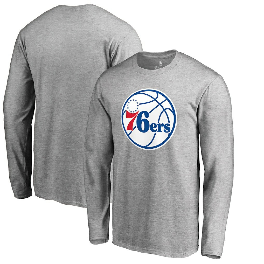 Philadelphia 76ers Primary Logo II Long Sleeve T-Shirt Heathered Gray