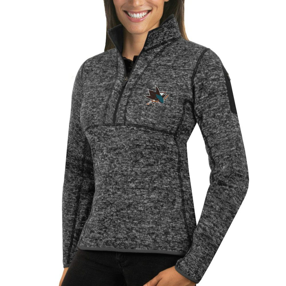 San Jose Sharks Antigua Women's Fortune Half-Zip Sweatshirt - Charcoal | NHL on sale