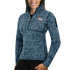 Denver Broncos Antigua Women's Fortune Half-Zip Sweater - Heather Navy - NFL