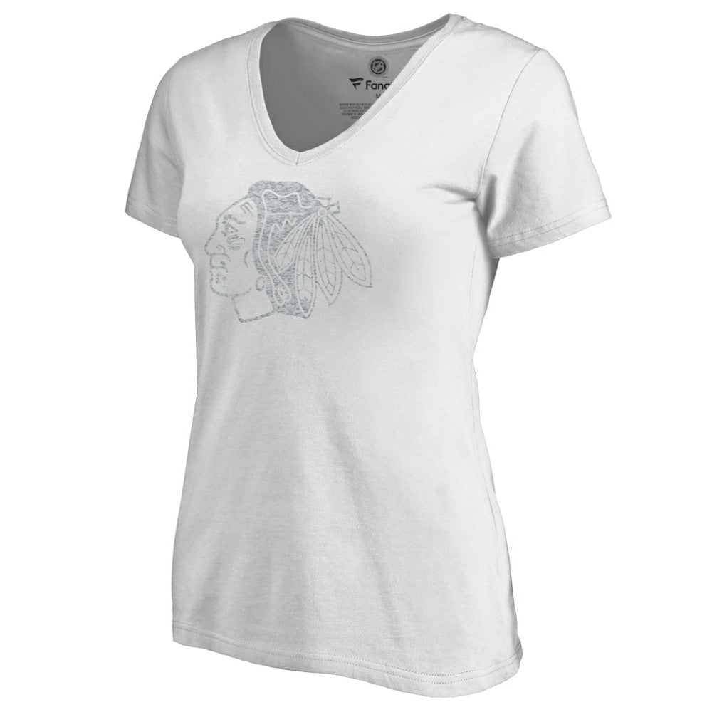 Chicago Blackhawks Women's Whiteout V-Neck T-Shirt - White | NHL discount