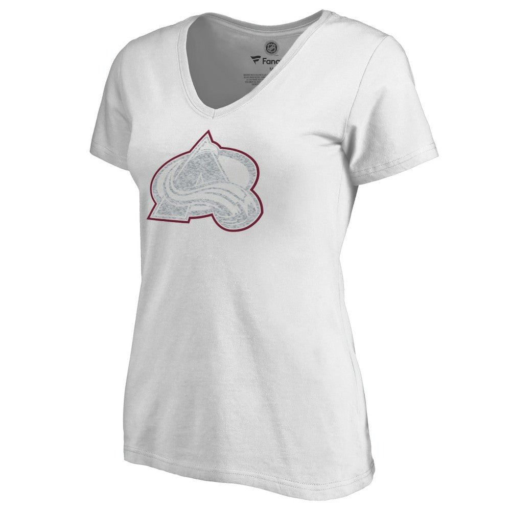 Colorado Avalanche Women's Whiteout V-Neck T-Shirt - White | NHL Clearance