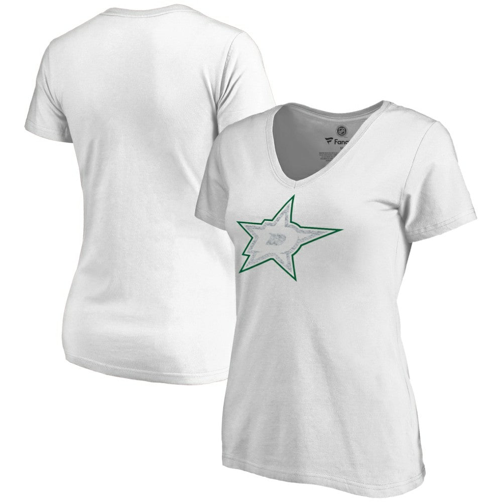 Dallas Stars Women's Whiteout V-Neck T-Shirt - White | NHL on sale