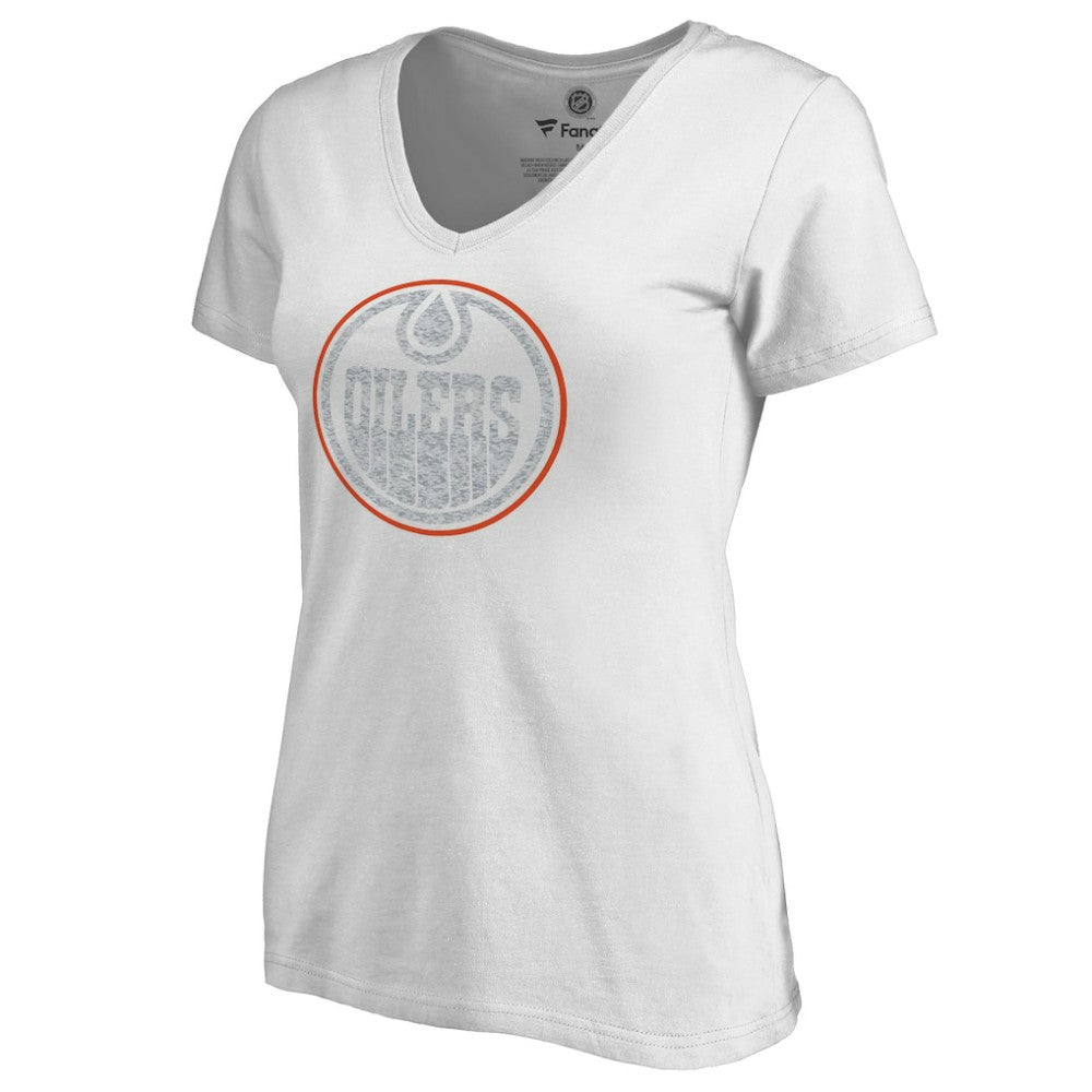 Edmonton Oilers Women's Whiteout V-Neck T-Shirt - White | NHL on sale