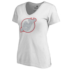 New Jersey Devils Women's Whiteout V-Neck T-Shirt - White | NHL Clearance