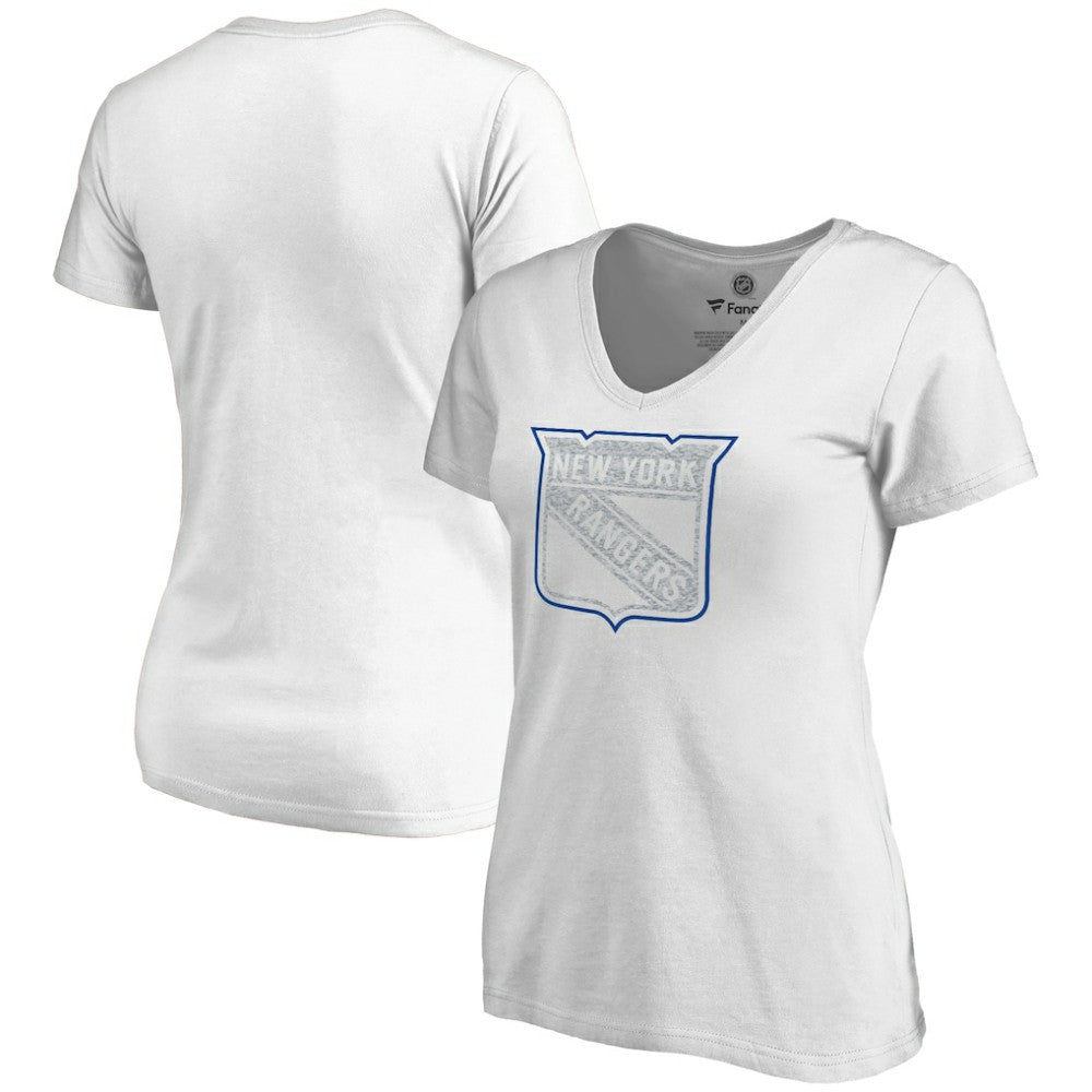 New York Rangers Women's Whiteout V-Neck T-Shirt - White | NHL on sale
