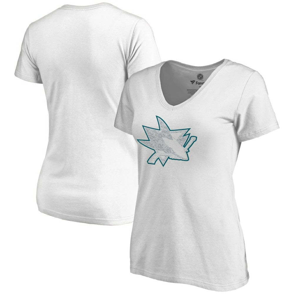 San Jose Sharks Women's Whiteout V-Neck T-Shirt - White | NHL sale