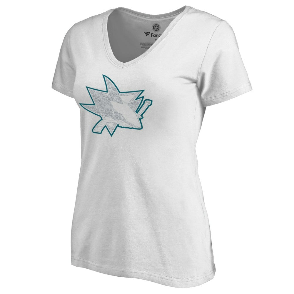San Jose Sharks Women's Whiteout V-Neck T-Shirt - White | NHL sale