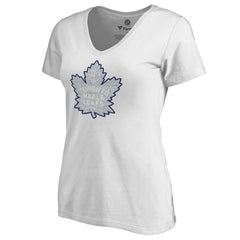 Toronto Maple Leafs Women's Whiteout V-Neck T-Shirt - White | NHL Lifestyle