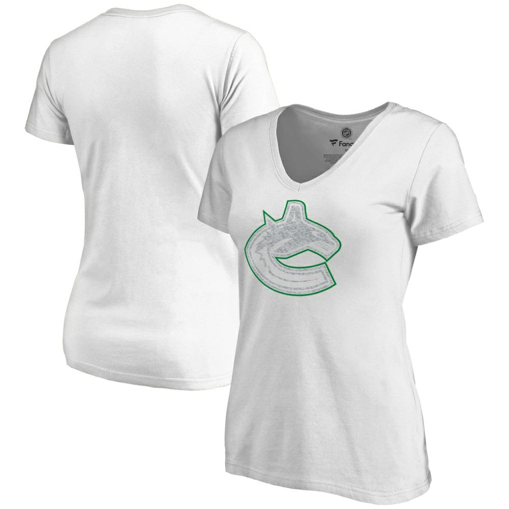 Vancouver Canucks Women's Whiteout V-Neck T-Shirt - White | NHL near me