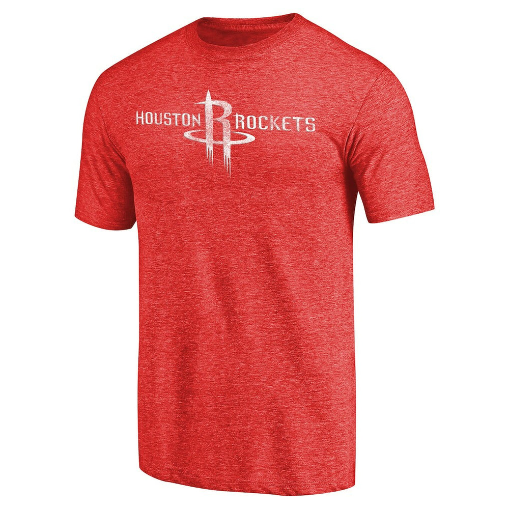 Houston Rockets Distressed Team Logo Tri-Blend T-Shirt Heather Red