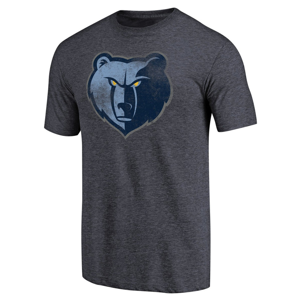 Memphis Grizzlies Distressed Team Logo Tri-Blend T-Shirt Heather Navy