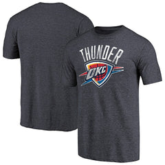 Oklahoma City Thunder Distressed Team Logo Tri-Blend T-Shirt Heather Navy